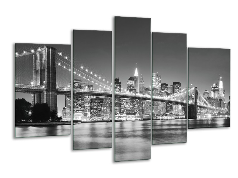 Canvas schilderij Brug | Grijs, Zwart | 170x100cm 5Luik