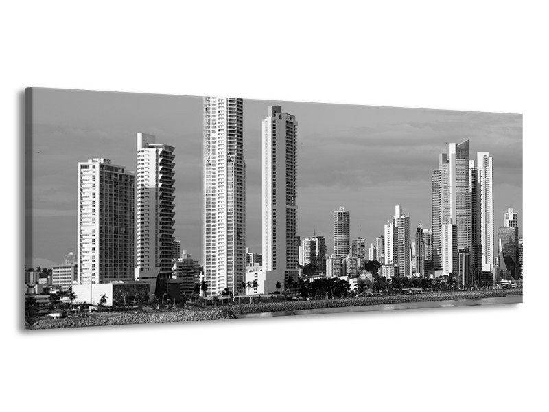 Glas schilderij Steden | Grijs, Zwart | 145x58cm 1Luik