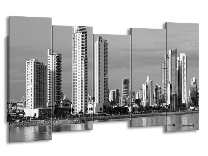 Glas schilderij Steden | Grijs, Zwart | 150x80cm 5Luik