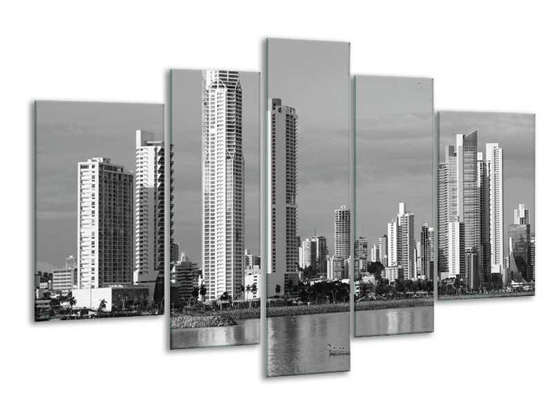 Canvas schilderij Steden | Grijs, Zwart | 170x100cm 5Luik