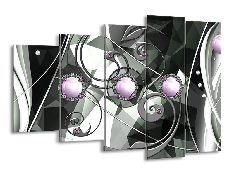 Canvas schilderij Modern | Paars, Grijs, Wit | 150x100cm 5Luik