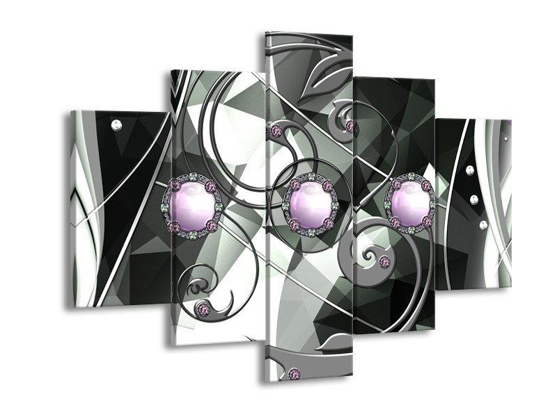 Canvas schilderij Modern | Paars, Grijs, Wit | 150x105cm 5Luik