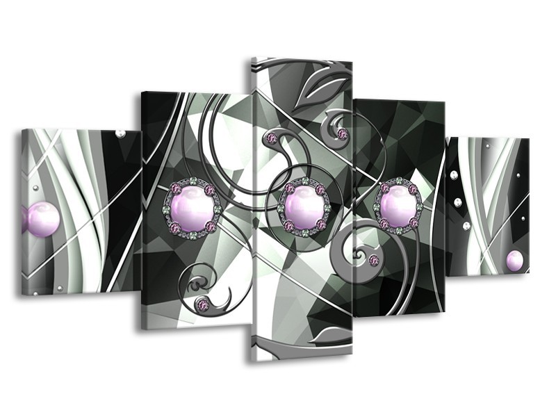 Glas schilderij Modern | Paars, Grijs, Wit | 150x80cm 5Luik