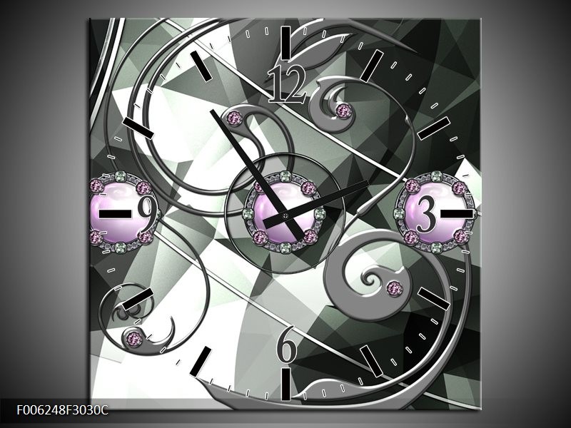 Klok schilderij Modern | Paars, Grijs, Wit | 30x30cm 1Luik
