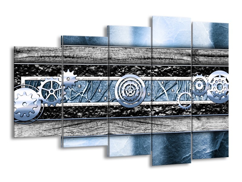 Canvas schilderij Modern | Blauw, Grijs | 150x100cm 5Luik