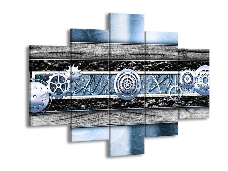 Canvas schilderij Modern | Blauw, Grijs | 150x105cm 5Luik