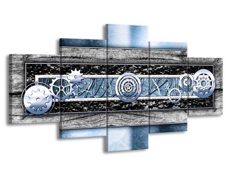 Glas schilderij Modern | Blauw, Grijs | 150x80cm 5Luik