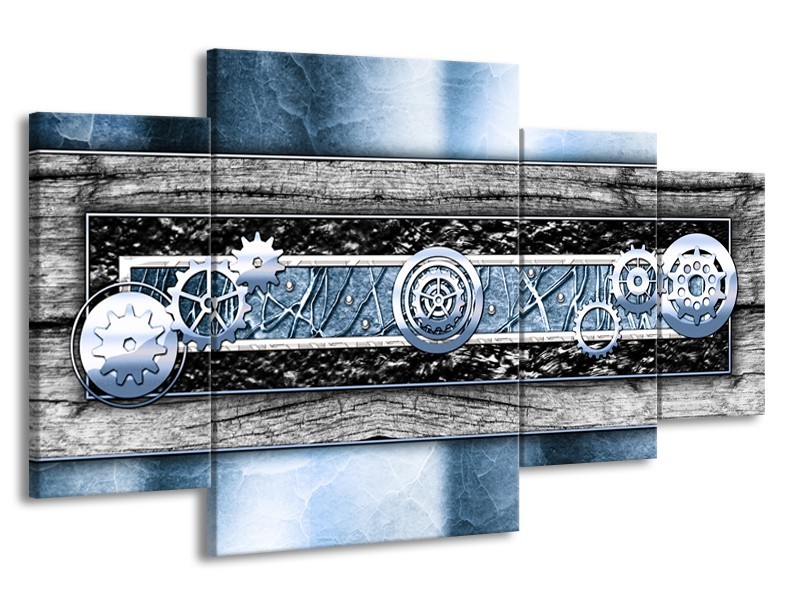 Glas schilderij Modern | Blauw, Grijs | 160x90cm 4Luik