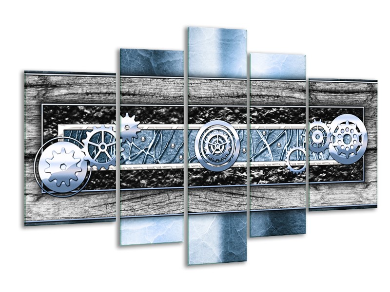 Canvas schilderij Modern | Blauw, Grijs | 170x100cm 5Luik