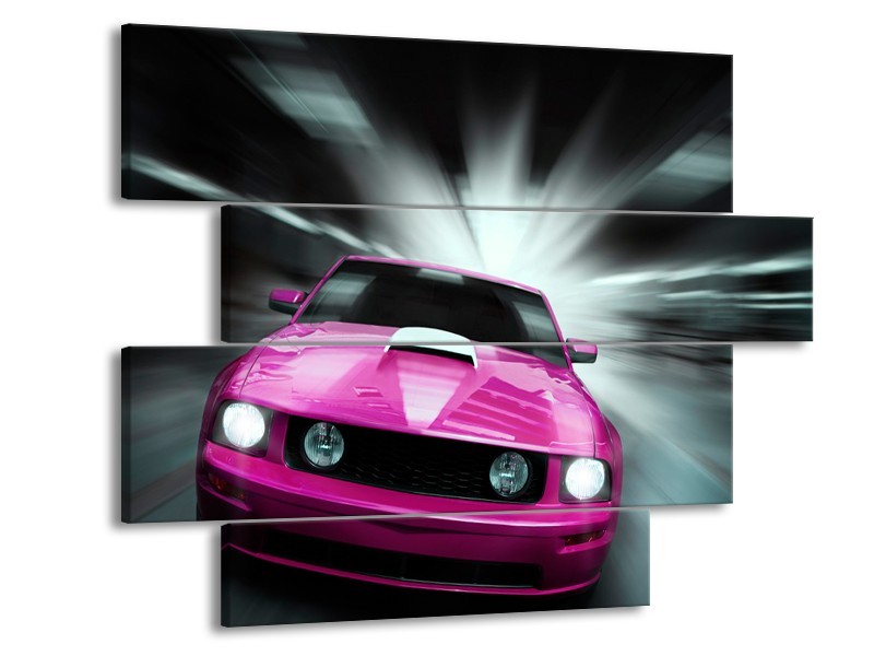 Glas schilderij Mustang | Paars, Roze, Grijs | 115x85cm 4Luik