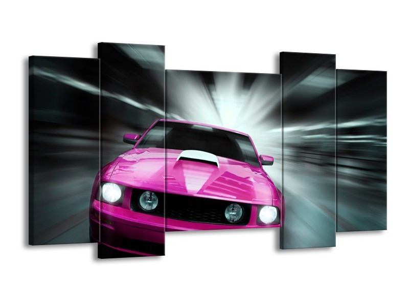 Glas schilderij Mustang | Paars, Roze, Grijs | 120x65cm 5Luik