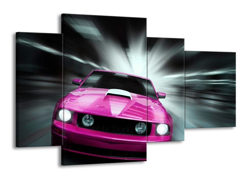 Glas schilderij Mustang | Paars, Roze, Grijs | 120x75cm 4Luik