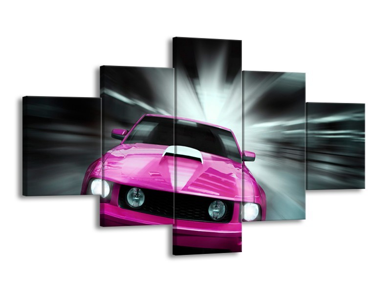 Glas schilderij Mustang | Paars, Roze, Grijs | 125x70cm 5Luik