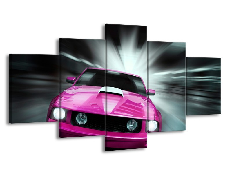 Glas schilderij Mustang | Paars, Roze, Grijs | 150x80cm 5Luik