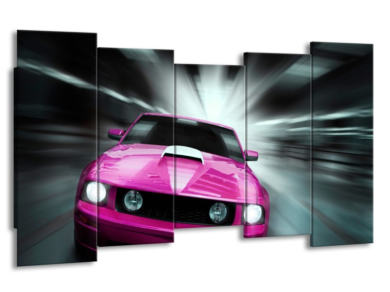 Glas schilderij Mustang | Paars, Roze, Grijs | 150x80cm 5Luik