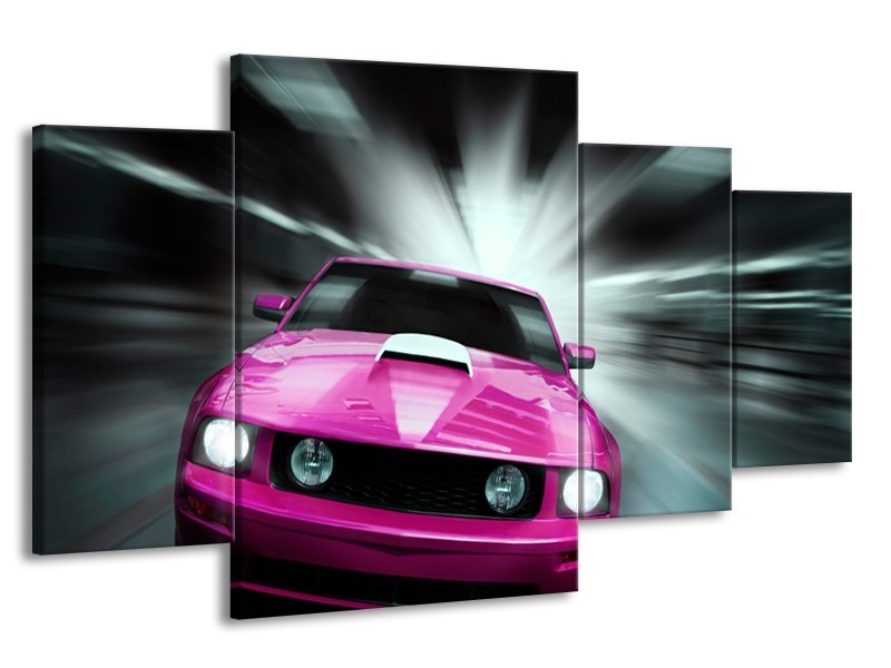 Glas schilderij Mustang | Paars, Roze, Grijs | 160x90cm 4Luik
