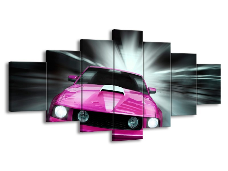 Glas schilderij Mustang | Paars, Roze, Grijs | 210x100cm 7Luik