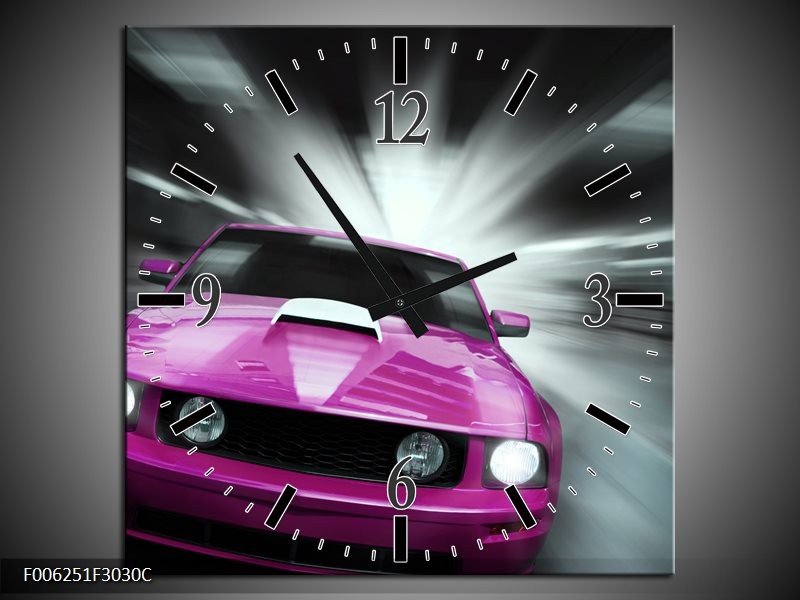 Klok schilderij Mustang | Paars, Roze, Grijs | 30x30cm 1Luik