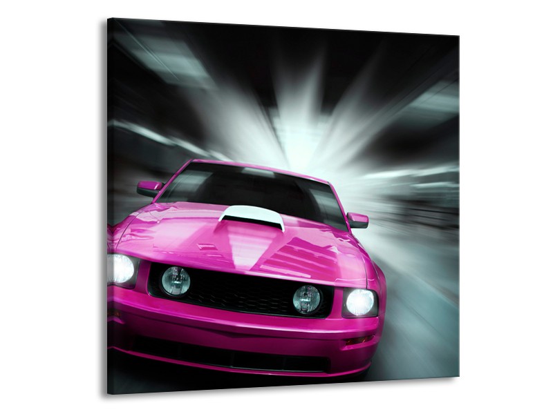 Glas schilderij Mustang | Paars, Roze, Grijs | 50x50cm 1Luik