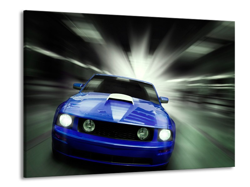 Glas schilderij Mustang | Blauw, Grijs | 100x70cm 1Luik