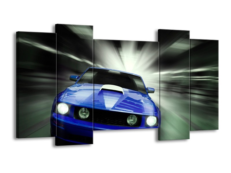 Glas schilderij Mustang | Blauw, Grijs | 120x65cm 5Luik