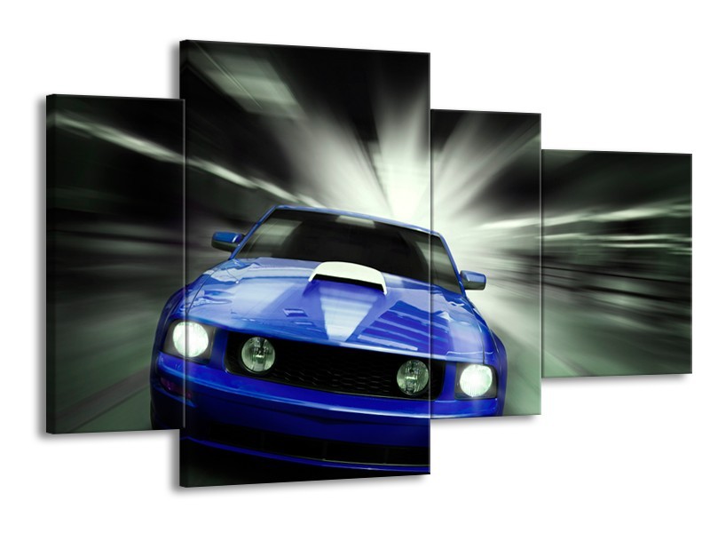 Glas schilderij Mustang | Blauw, Grijs | 120x75cm 4Luik