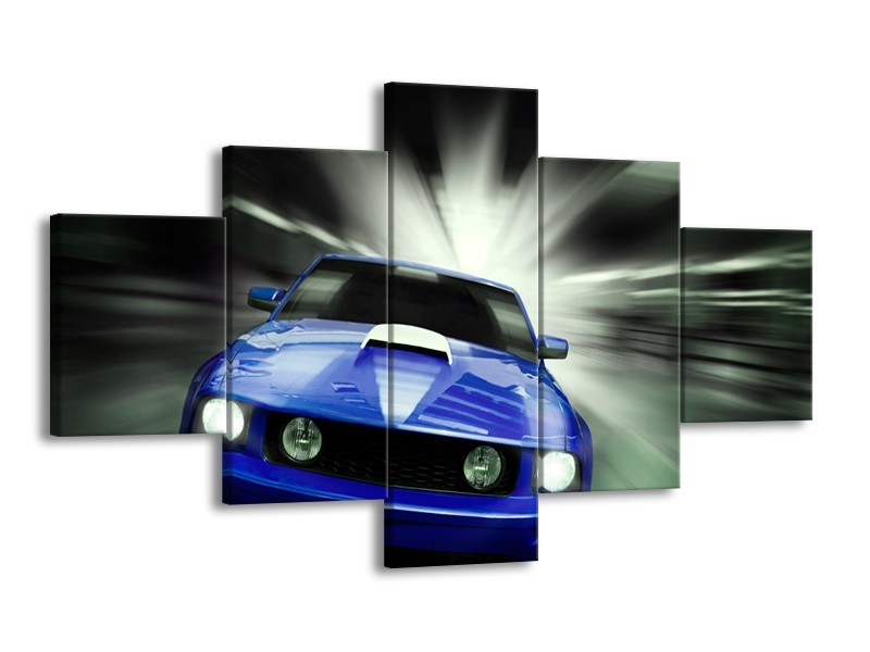 Glas schilderij Mustang | Blauw, Grijs | 125x70cm 5Luik