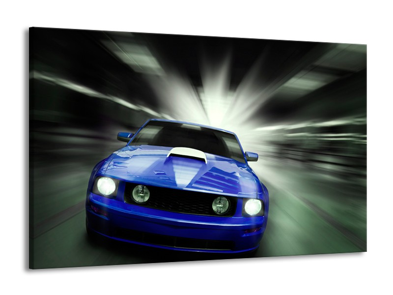 Glas schilderij Mustang | Blauw, Grijs | 140x90cm 1Luik