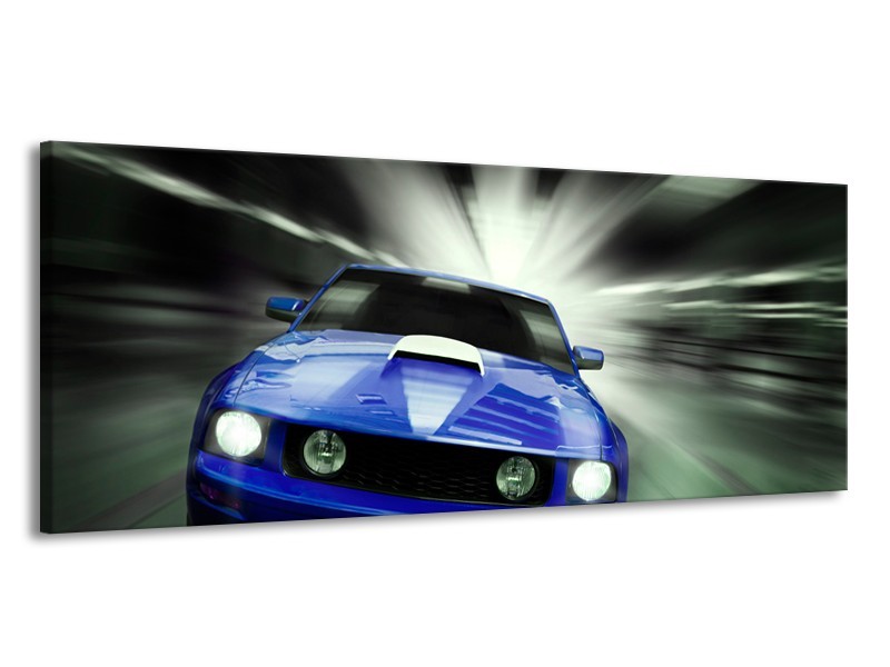 Glas schilderij Mustang | Blauw, Grijs | 145x58cm 1Luik