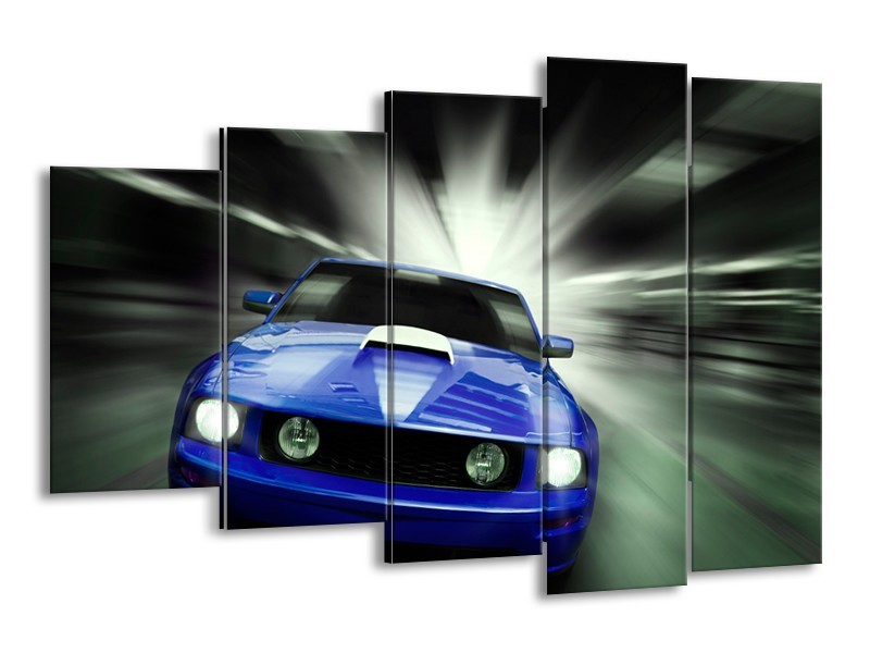Glas schilderij Mustang | Blauw, Grijs | 150x100cm 5Luik