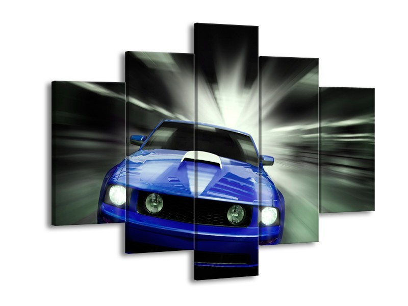 Glas schilderij Mustang | Blauw, Grijs | 150x105cm 5Luik