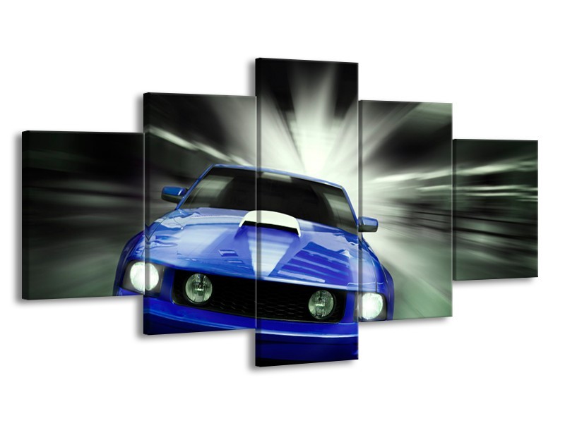 Glas schilderij Mustang | Blauw, Grijs | 150x80cm 5Luik