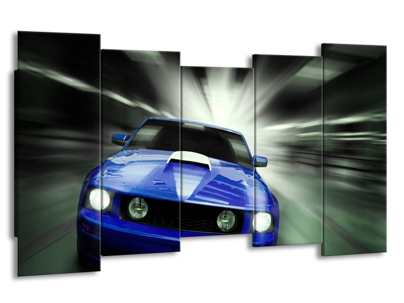 Glas schilderij Mustang | Blauw, Grijs | 150x80cm 5Luik