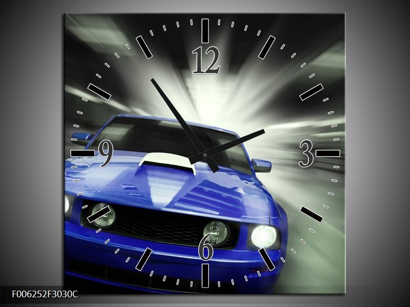 Klok schilderij Mustang | Blauw, Grijs | 30x30cm 1Luik