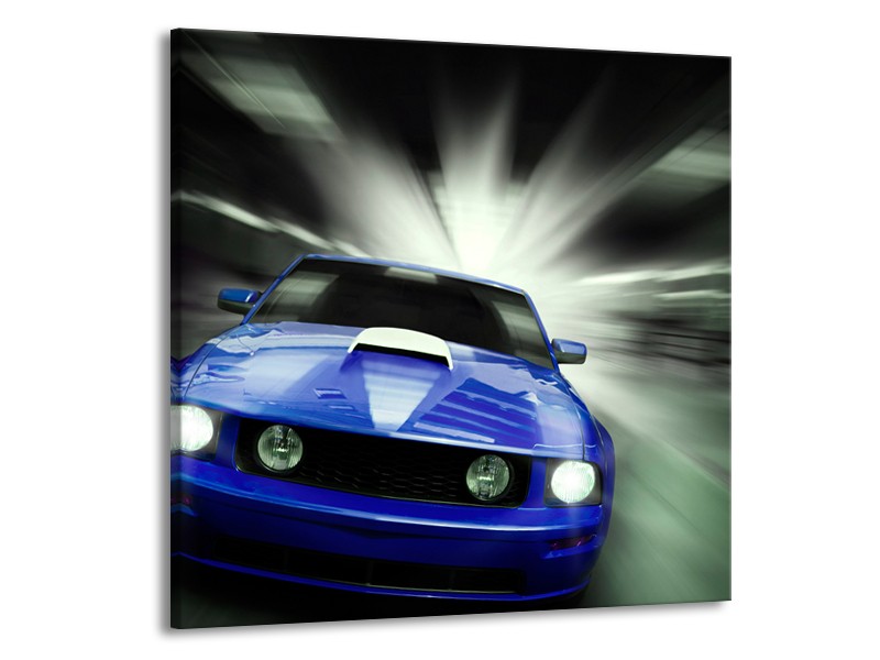 Glas schilderij Mustang | Blauw, Grijs | 50x50cm 1Luik