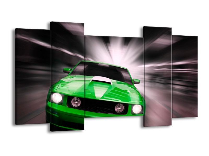 Glas schilderij Mustang | Groen, Grijs | 120x65cm 5Luik
