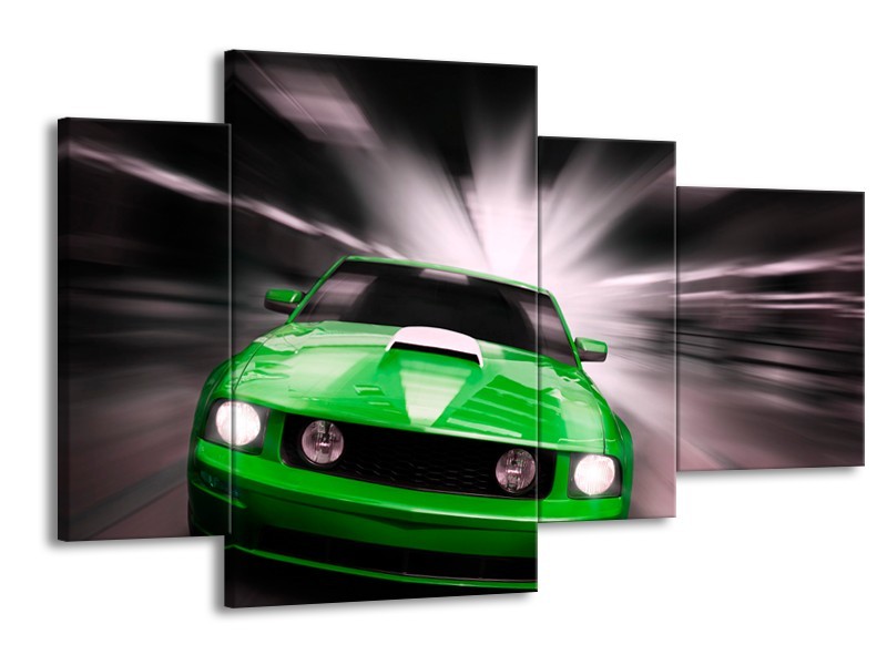 Glas schilderij Mustang | Groen, Grijs | 120x75cm 4Luik