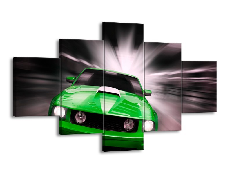 Glas schilderij Mustang | Groen, Grijs | 125x70cm 5Luik