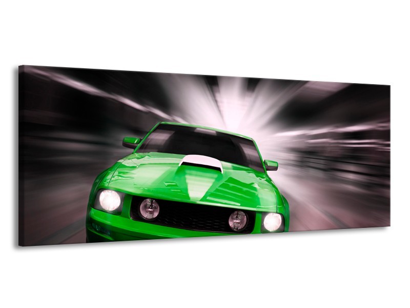 Glas schilderij Mustang | Groen, Grijs | 145x58cm 1Luik