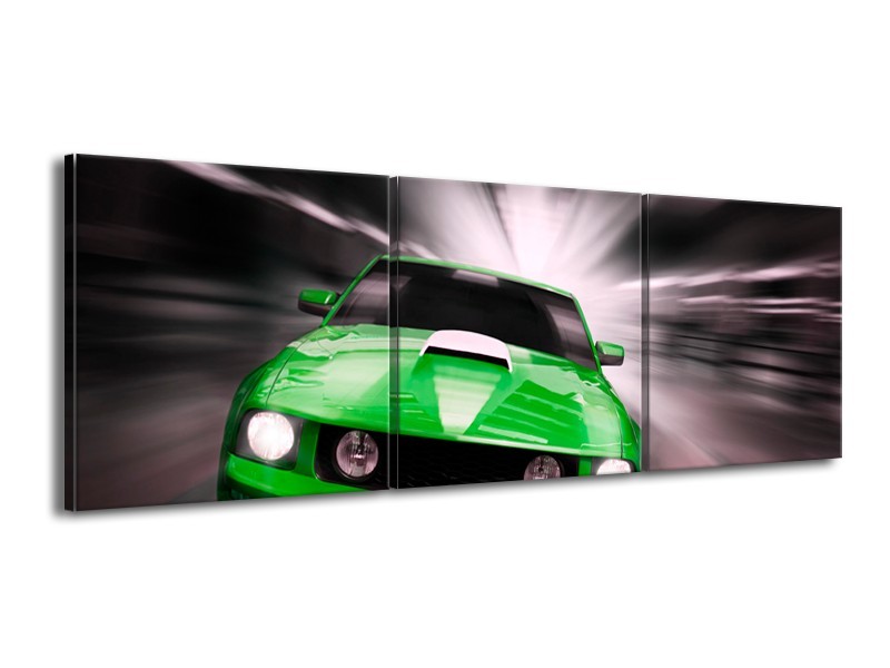 Canvas schilderij Mustang | Groen, Grijs | 150x50cm 3Luik