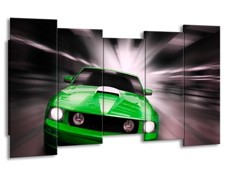 Glas schilderij Mustang | Groen, Grijs | 150x80cm 5Luik