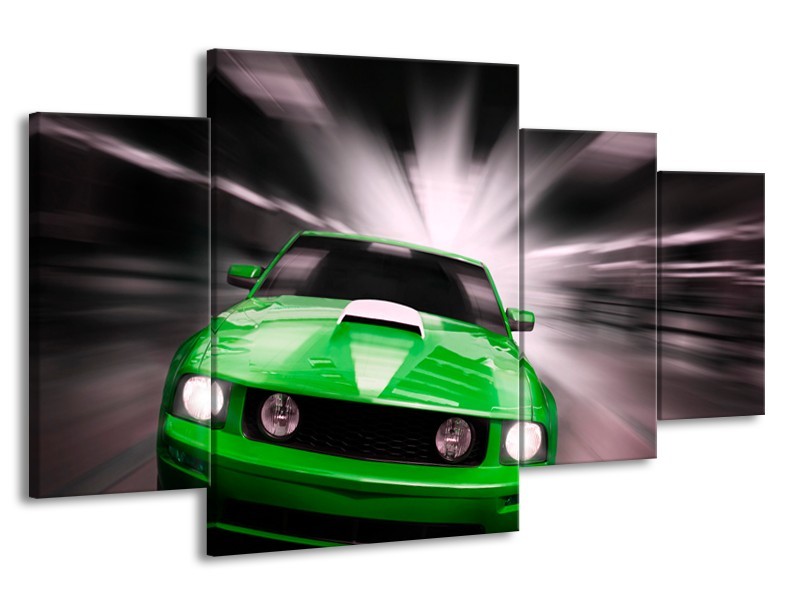 Glas schilderij Mustang | Groen, Grijs | 160x90cm 4Luik