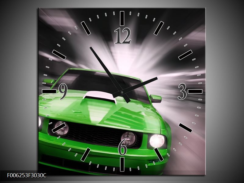 Klok schilderij Mustang | Groen, Grijs | 30x30cm 1Luik
