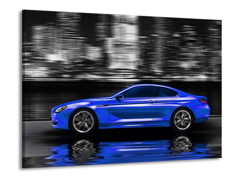 Glas schilderij Auto | Blauw, Grijs | 100x70cm 1Luik