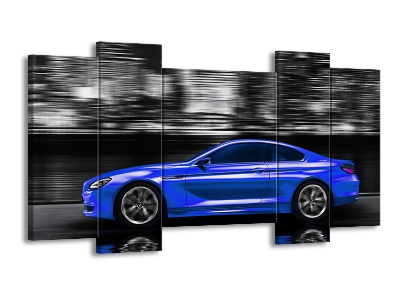 Glas schilderij Auto | Blauw, Grijs | 120x65cm 5Luik