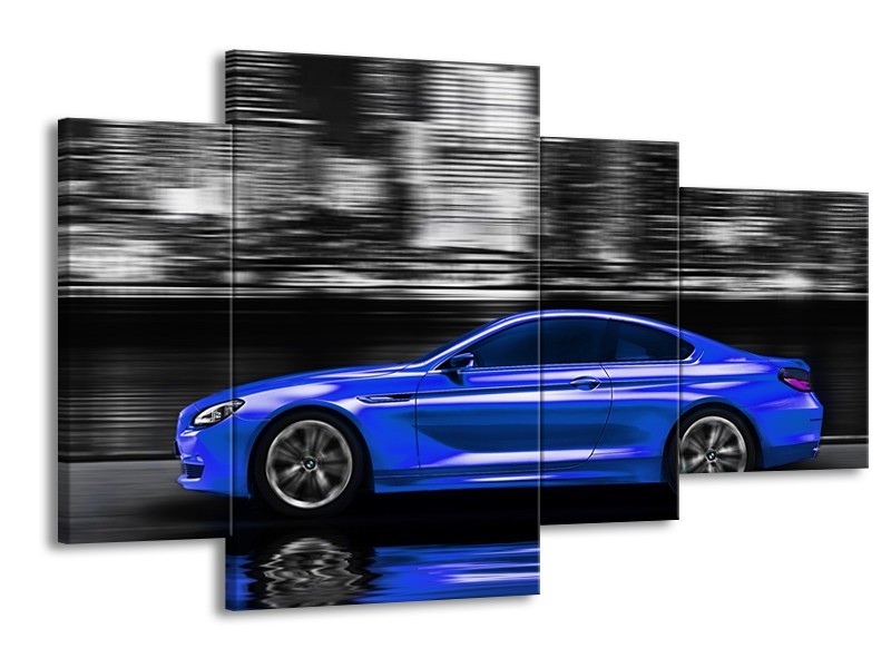 Glas schilderij Auto | Blauw, Grijs | 120x75cm 4Luik