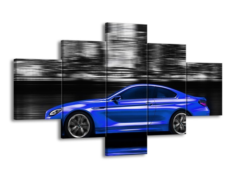 Glas schilderij Auto | Blauw, Grijs | 125x70cm 5Luik