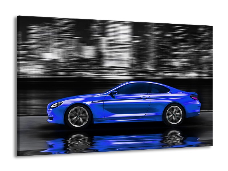 Glas schilderij Auto | Blauw, Grijs | 140x90cm 1Luik