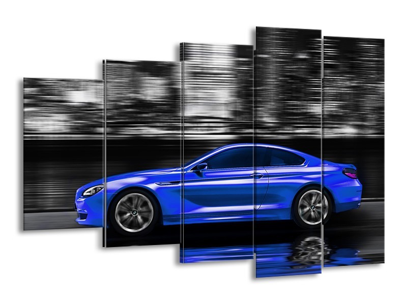Glas schilderij Auto | Blauw, Grijs | 150x100cm 5Luik