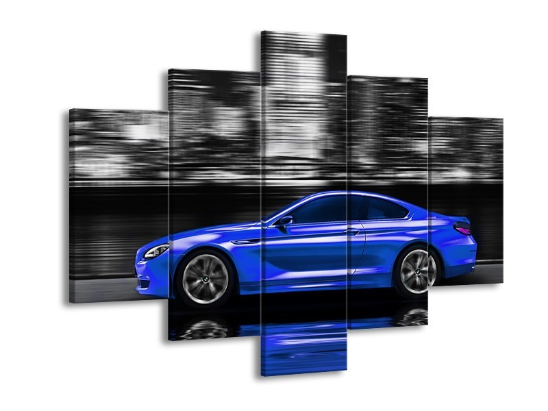 Glas schilderij Auto | Blauw, Grijs | 150x105cm 5Luik